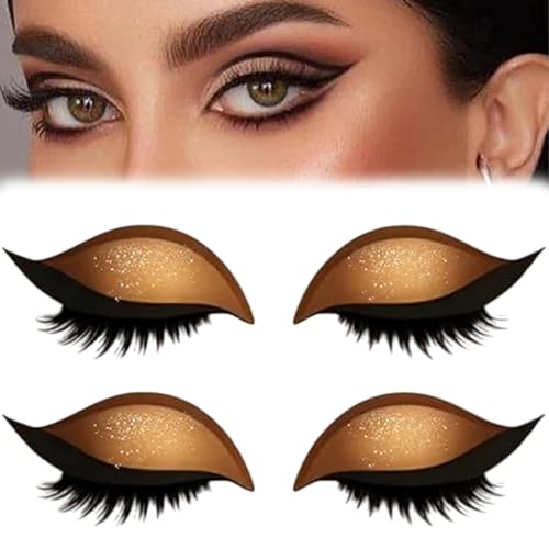 Lazy Eye Shadow Eyelash Patch, 2-in-1 Reusable Eye Makeup Stickers, Lazy Eyelash Stickers, Lidschatten & Wimpern Aufkleber, Einfach, Wiederverwendbar, Ohne Kleber (Braun) von KyneLit