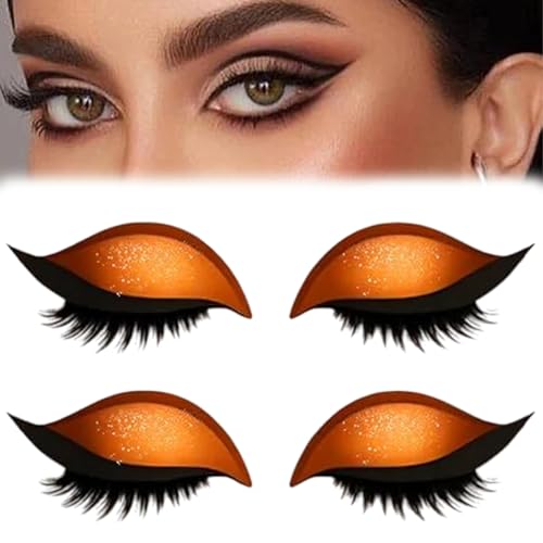 Lazy Eye Shadow Eyelash Patch, 2-in-1 Reusable Eye Makeup Stickers, Lazy Eyelash Stickers, Lidschatten & Wimpern Aufkleber, Einfach, Wiederverwendbar, Ohne Kleber (Orange) von KyneLit