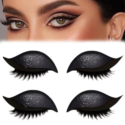 Lazy Eye Shadow Eyelash Patch, 2-in-1 Reusable Eye Makeup Stickers, Lazy Eyelash Stickers, Lidschatten & Wimpern Aufkleber, Einfach, Wiederverwendbar, Ohne Kleber (Schwarz) von KyneLit