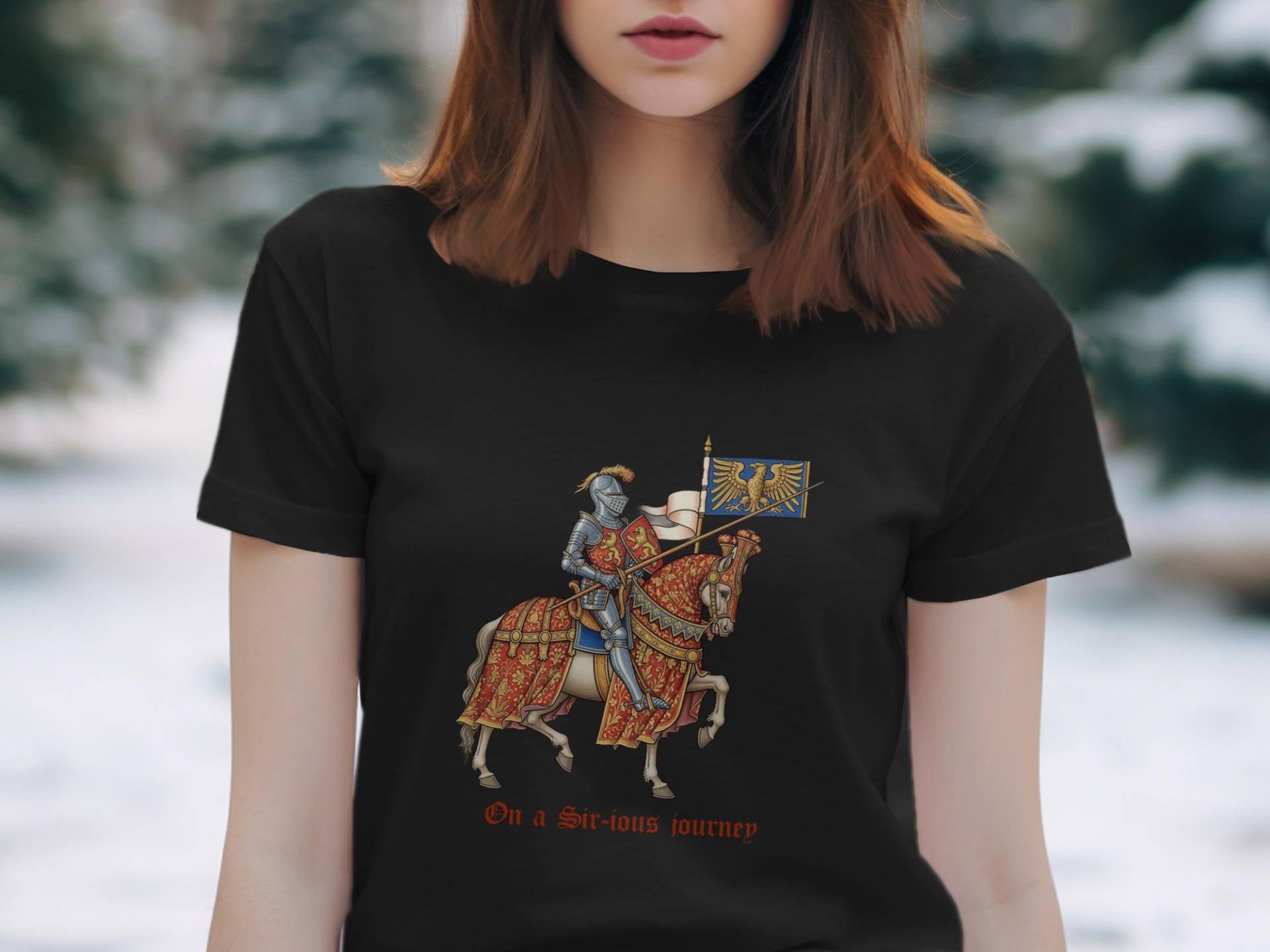Knight On Horseback T-Shirts, Funny Pun T Shirts, Medieval Historical Sir-Ious Journey Apparel, Meme Shirt von KynonCrafts