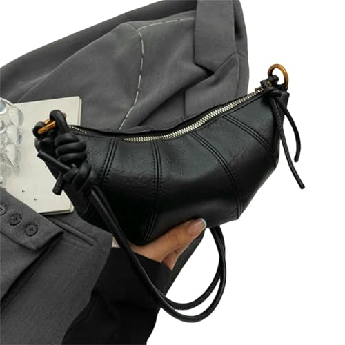 Kyntex Umhängetasche damen Reißverschluss Feste Farbe Mode Crossbody Bag Weiche Handtasche-schwarz-pu von Kyntex