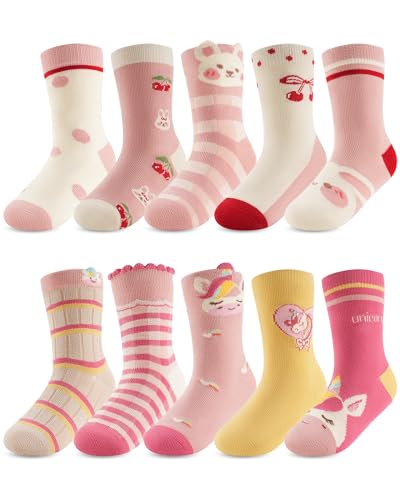 Kyopp Rosa Tier Socken Mädchen 21-24, 20 Paar, Crew-Lang, Lustig, Baumwolle/Polyester/Elasthan, Maschenwäsche, Outdoor Lifestyle, Kind, Mädchen, Mädchensocken von Kyopp