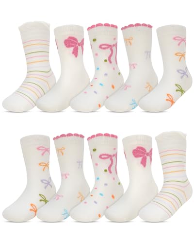 Kyopp 10 Paar Socken Kinder Mädchen Fliege Socken Klassisch Lustig Cotton Socken mit motiv Crew Socks 25-42 von Kyopp