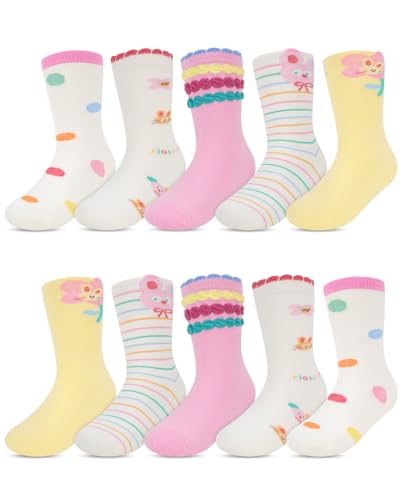 Kyopp 10 Paar Socken Kinder Mädchen Funny Socken Klassisch Lustig Cotton Socken mit motiv Socks 21-37 von Kyopp
