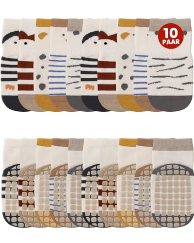 Kyopp 10 Paar Stoppersocken Baby Kleinkinder ABS rutschfeste Socken Gestreift Baumwolle Socks von Kyopp