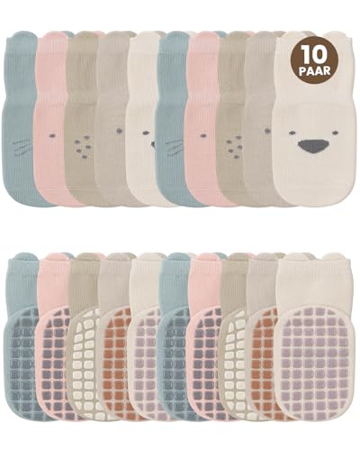 Kyopp 10 Paar Stoppersocken Baby Kleinkinder ABS rutschfeste Socken Klassisch Baumwolle Socks von Kyopp