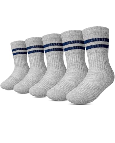 Kyopp 5 Paar Socken Kinder Jungen und Mädchen Knöchelsocken Atmungsaktiv Sneaker Gestreift Crew Socks von Kyopp