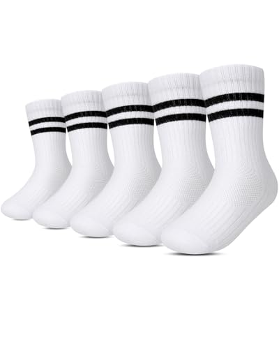 Kyopp 5 Paar Socken Kinder Jungen und Mädchen Knöchelsocken Atmungsaktiv Sneaker Gestreift Crew Socks von Kyopp