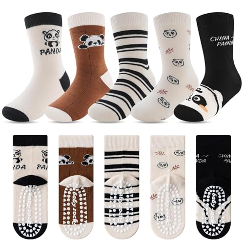 Kyopp 5 Paar Stoppersocken Kinder Baumwolle Socken Jungen Mädchen ABS Anti Rutsch Socken Tiermotive 25-37EU（ABS-Panda M） von Kyopp