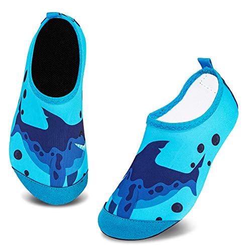 Kyopp Badeschuhe Kinder Wasserschuhe Mädchen Jungen Aqua Barfuss Non-Slip für Meer Schwimm Surf Strand Baby(ktualisierte-Tiefseehai 22/23 EU) von Kyopp