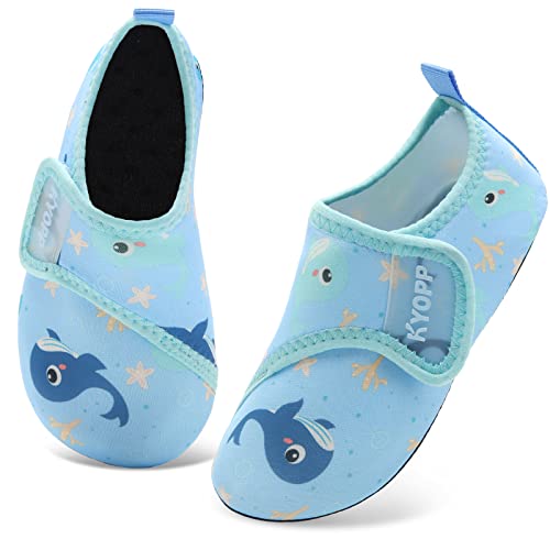 Kyopp Badeschuhe Kinder Wasserschuhe Mädchen Jungen Hausschuhe Aqua Barfuss Non-Slip für Meer Schwimm Surf Strand Baby(Neu-Wal 32/33 EU) von Kyopp