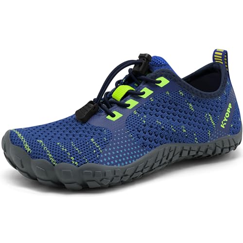 Kyopp Barfußschuhe Kinder Atmungsaktiv rutschfest Badeschuhe Schnell Trocknend Wanderschuhe für Jungen Mädchen Leicht Weich Barfussschuhe（Dunkelblau26EU） von Kyopp
