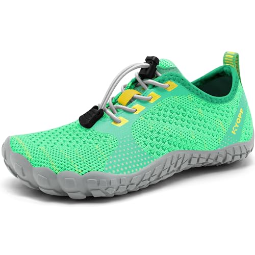 Kyopp Barfußschuhe Kinder Atmungsaktiv rutschfest Badeschuhe Schnell Trocknend Wanderschuhe für Jungen Mädchen Leicht Weich Barfussschuhe（Lichtgrün26EU） von Kyopp