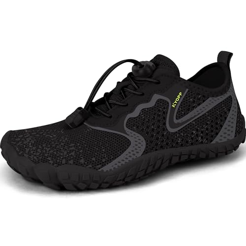 Kyopp Barfußschuhe Kinder Atmungsaktiv rutschfest Wanderschuhe Leicht Weich Barfussschuhe Gr.26-35（Schwarz28EU） von Kyopp