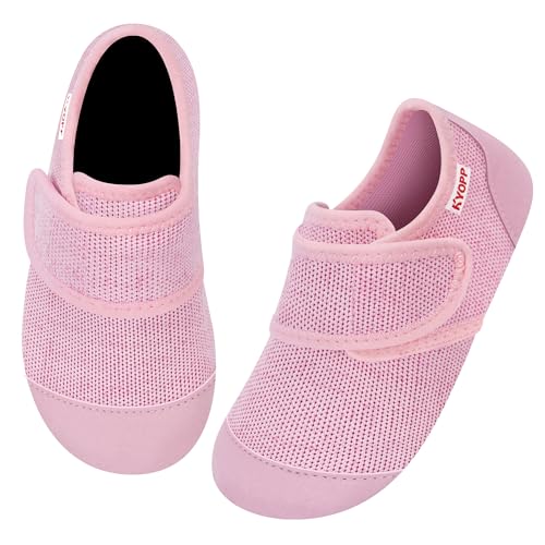 Kyopp Hausschuhe Kinder Barfussschuhe Atmungsaktive Pantoffeln für Jungen Mädchen Rutschfest Turnschläppchen Kleinkinder Slippers(Hell Rosa, 34/35EU) von Kyopp
