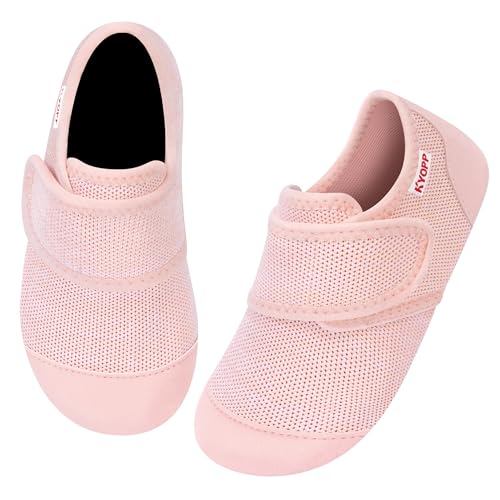Kyopp Hausschuhe Kinder Barfussschuhe Atmungsaktive Pantoffeln für Jungen Mädchen Rutschfest Turnschläppchen Kleinkinder Slippers(Naked Orange, 32/33EU) von Kyopp