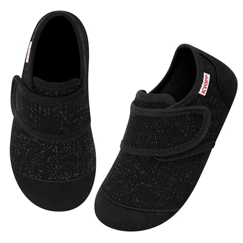 Kyopp Hausschuhe Kinder Barfussschuhe Atmungsaktive Pantoffeln für Jungen Mädchen Rutschfest Turnschläppchen Kleinkinder Slippers(Schwarz, 28/29EU) von Kyopp