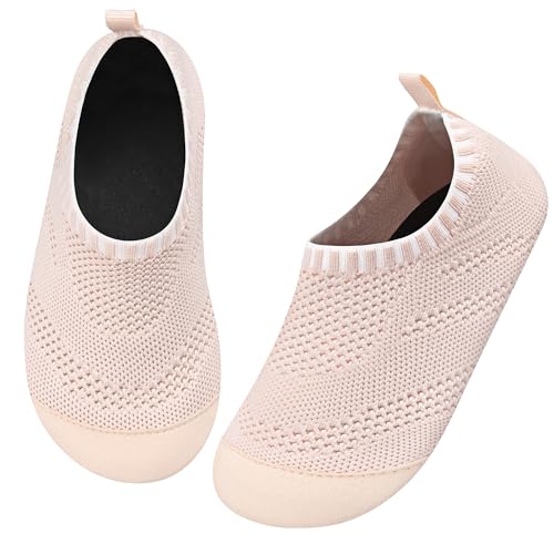 Kyopp Hausschuhe Kinder Junge Mädchen rutschfest Atmungsaktive Weich Pantoffeln für Unisex Lauflernschuhe Kleinkinder Schuhe Kindergarten Barfussschuhe(Einfarbig-Hellrosa 26/27EU) von Kyopp