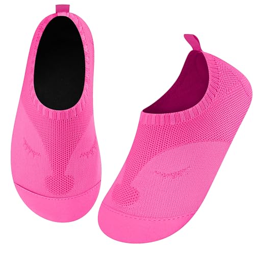 Kyopp Hausschuhe Kinder Junge Mädchen Barfussschuhe Rutschfeste Pantoffeln Atmungsaktives Weicher Kindergarten Slippers Kleinkinder Schuhe(Barbie-Rosa 20/21EU) von Kyopp