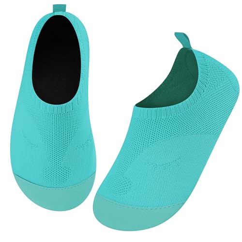 Kyopp Hausschuhe Kinder Junge Mädchen Barfussschuhe Rutschfeste Pantoffeln Atmungsaktives Weicher Kindergarten Slippers Kleinkinder Schuhe(Blaugrün 20/21EU) von Kyopp