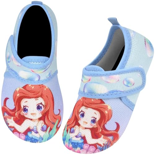 Kyopp Hausschuhe Kinder Junge Mädchen Pantoffeln Atmungsaktive Rutschfest Weich Barfussschuhe für Lauflernschuhe Kleinkinder Schuhe Kindergarten Unisex (Bubble Meerjungfrau 32/33EU) von Kyopp