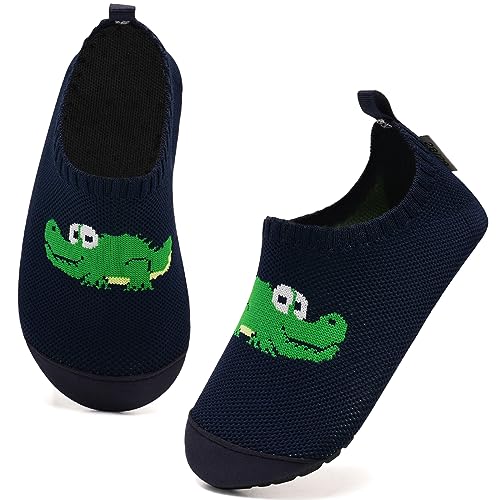 Kyopp Hausschuhe Kinder Junge Mädchen Pantoffeln Atmungsaktive Rutschfest Weich Barfussschuhe für Lauflernschuhe Kleinkinder Schuhe Kindergarten Unisex (Krokodil 20/21EU) von Kyopp