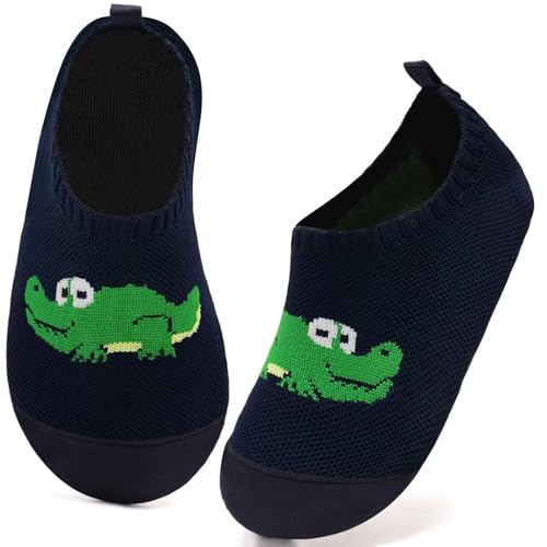 Kyopp Hausschuhe Kinder Junge Mädchen Pantoffeln Atmungsaktive Rutschfest Weich Barfussschuhe für Lauflernschuhe Kleinkinder Schuhe Kindergarten Unisex (Krokodil 36/37EU) von Kyopp