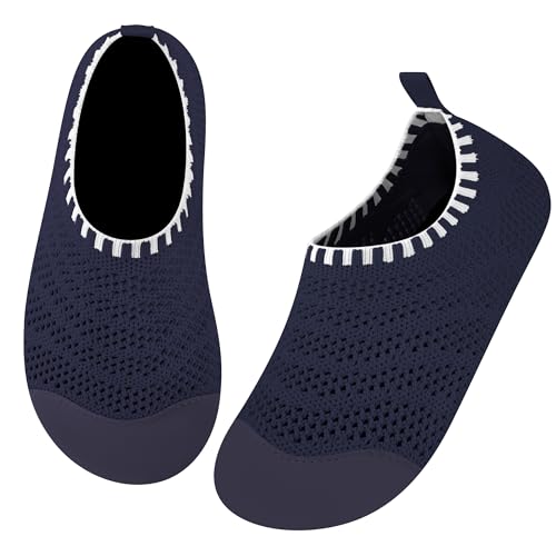 Kyopp Hausschuhe Kinder Junge Mädchen Rutschfeste Atmungsaktive Pantoffeln Kleinkinder Hüttenschuhe Slipper Sommer（380 Marineblau 20/21EU） von Kyopp