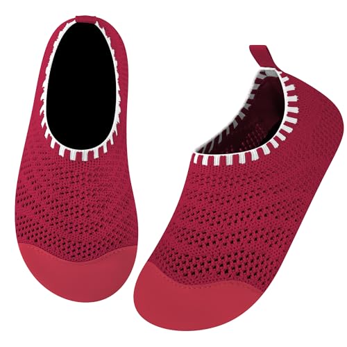 Kyopp Hausschuhe Kinder Junge Mädchen Rutschfeste Atmungsaktive Pantoffeln Kleinkinder Hüttenschuhe Slipper Sommer（380 Rot 30/31EU） von Kyopp