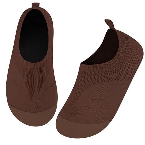 Kyopp Hausschuhe Kinder Junge Mädchen rutschfest Atmungsaktive Weich Pantoffeln für Unisex Lauflernschuhe Kleinkinder Schuhe Kindergarten Barfussschuhe(Curry 20/21EU) von Kyopp