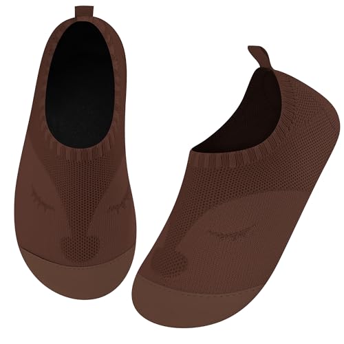 Kyopp Hausschuhe Kinder Junge Mädchen rutschfest Atmungsaktive Weich Pantoffeln für Unisex Lauflernschuhe Kleinkinder Schuhe Kindergarten Barfussschuhe(Curry 20/21EU) von Kyopp
