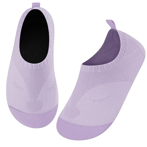 Kyopp Hausschuhe Kinder Junge Mädchen rutschfest Atmungsaktive Weich Pantoffeln für Unisex Lauflernschuhe Kleinkinder Schuhe Kindergarten Barfussschuhe(Mauve 20/21EU) von Kyopp