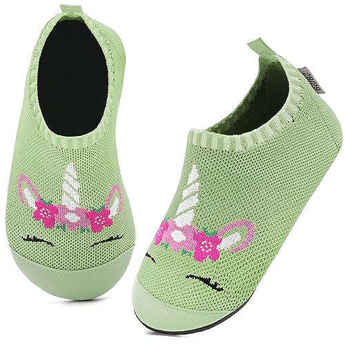 Kyopp Hausschuhe Kinder Junge Mädchen Pantoffeln rutschfest Barfussschuhe Kindergarten Slippers für Atmungsaktive Weich Lauflernschuhe Kleinkinder Schuhe(Hellgrün 24/25EU) von Kyopp