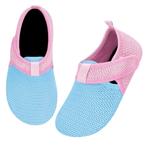 Kyopp Hausschuhe Kinder Jungen Slipper mit Gummizug, Mädchen Klettverschluss Barfussschuhe Kindergarten rutschfest Pantoffeln mit Klittenband Kleinkinder Schuhe von Kyopp