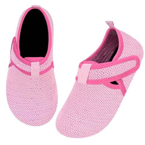 Kyopp Hausschuhe Kinder Jungen Slipper mit Gummizug, Mädchen Klettverschluss Barfussschuhe Kindergarten Rutschfest Pantoffeln mit Klittenband Kleinkinder Schuhe von Kyopp