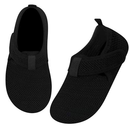 Kyopp Hausschuhe Kinder Jungen Slipper mit Gummizug, Mädchen Klettverschluss Barfussschuhe Kindergarten rutschfest Pantoffeln mit Klittenband Kleinkinder Schuhe von Kyopp
