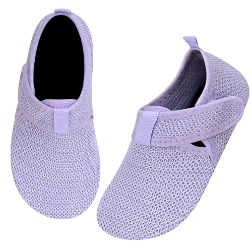 Kyopp Hausschuhe Kinder Jungen Slipper mit Gummizug, Mädchen Klettverschluss Barfussschuhe Kindergarten rutschfest Pantoffeln mit Klittenband Kleinkinder Schuhe von Kyopp