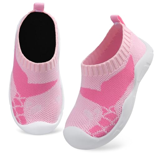 Kyopp Hausschuhe Kinder Lauflernschuhe Junge Mädchen Rutschfest Weich Barfussschuhe Atmungsaktive Babys Slipper Kindergarten Pantoffeln(Meerjungfrau Rosa 29EU) von Kyopp