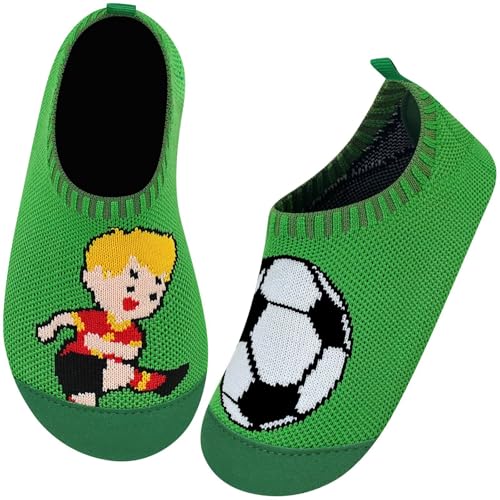 Kyopp Hausschuhe Kinder für Junge mädchen Atmungsaktive Hüttenschuhe Barfußschuhe Kinder Rutschfest Pantoffeln (Fußball-Junge 26/27EU) von Kyopp
