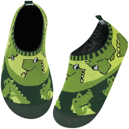 Kyopp Kinder Hausschuhe Junge Mädchen Pantoffeln Aquaschuhe Atmungsaktive Rutschfest Barfussschuhe Slipper Kindergarten Unisex(Dinosaurier und Krokodile 28/29 EU) von Kyopp