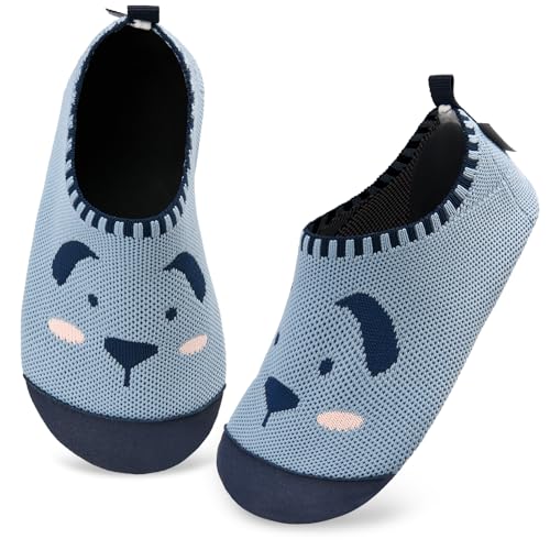 Kyopp Kinder Hausschuhe Junge Mädchen Pantoffeln Aquaschuhe Atmungsaktive rutschfest Barfussschuhe Slipper Kindergarten Unisex(Welpe Blau 30/31 EU) von Kyopp