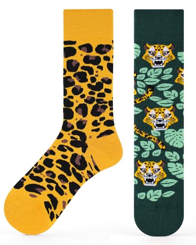 Kyopp Lustige Socken Herren Bunte Socken Damen Witzige Socken mit Motiv - Leopard von Kyopp