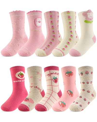 Kyopp Lustige Socken Kinder Mädchen Funny Socken Rosa Lustig Animals Cotton Socken mit motiv Crew Socks 10 Pairs 29-32 von Kyopp