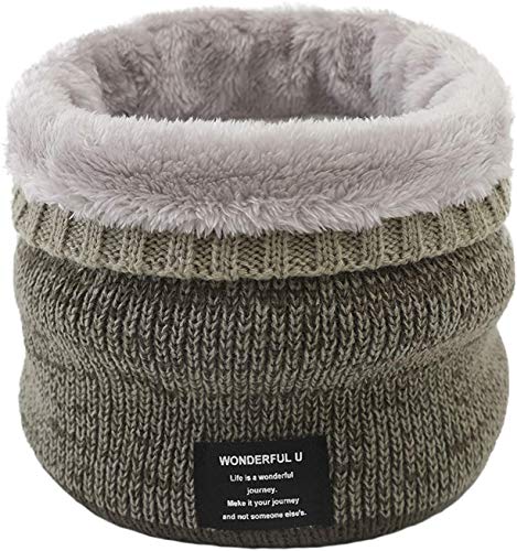 Kyowoll Winter Loop Schal Halswärmer Herren&Damen - Schlauchschal Winddicht Fleece Innenfutter Stricken Warmer Strickschal Nackenwärmer für Outdoor Motorrad Fahrrad Ski (Khaki) von Kyowoll