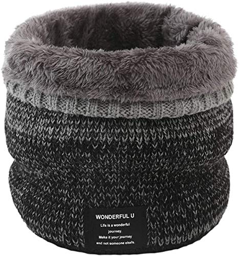 Kyowoll Winter Loop Schal Halswärmer Herren&Damen - Schlauchschal Winddicht Fleece Innenfutter Stricken Warmer Strickschal Nackenwärmer für Outdoor Motorrad Fahrrad Ski (Schwarz) von Kyowoll