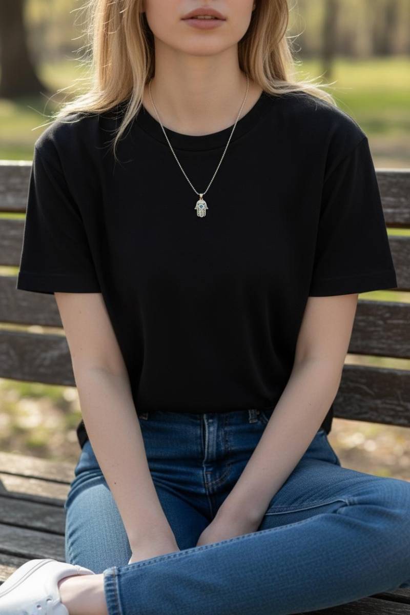 Hamsa Anhänger Halskette Mit Evil Eye Und Silber Fatima Sterling von KyperCo