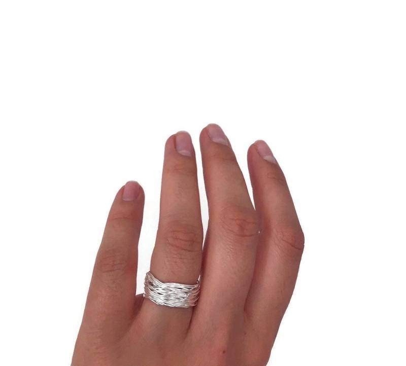 Massiv Silber Ring Draht Schicht Doppelring von KyperCo