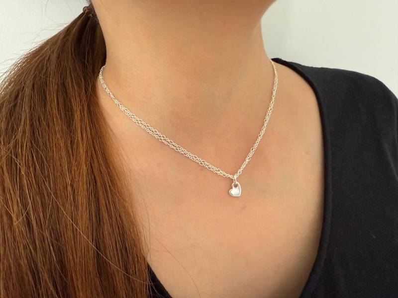 sterling Silber Herz Charme Halskette Kleines Anhänger Layering Brautjungfer Zierliche von KyperCo