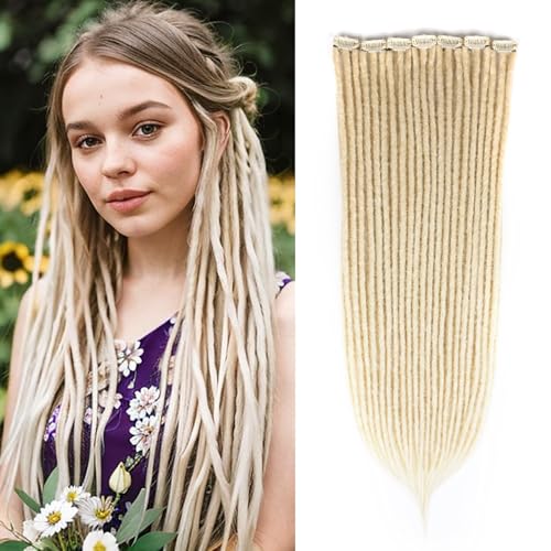 613 613 blonde Clip-in-Haarverlängerungen, 613, synthetische dünne Dreadlocks, 0,6 cm breit, handgefertigt, einseitiger Reggae-Stil für Mädchen, 6 Stück 613 613 blonde Clip-in-Haarverlängerungen, 613, synthetische dünne Dreadlocks, 0,6 cm breit, handgefertigt, einseitiger Reggae-Stil für Mädchen, 6 Stück von Kyriena