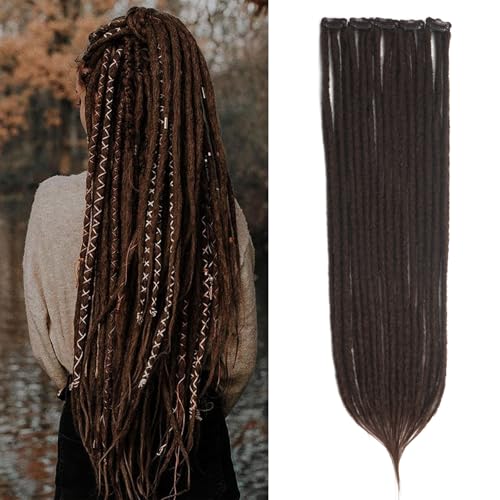 Dreadlocks, Schokoladenbraun, zum Anklippen, 61 cm, handgefertigt, 0,6 cm breit, feine Dreadlocks, Reggae-Stil für Mädchen, 4 Stück Dreadlocks, Schokoladenbraun, zum Anklippen, 61 cm, handgefertigt, 0,6 cm breit, feine Dreadlocks, Reggae-Stil für Mädchen, 4 Stück von Kyriena